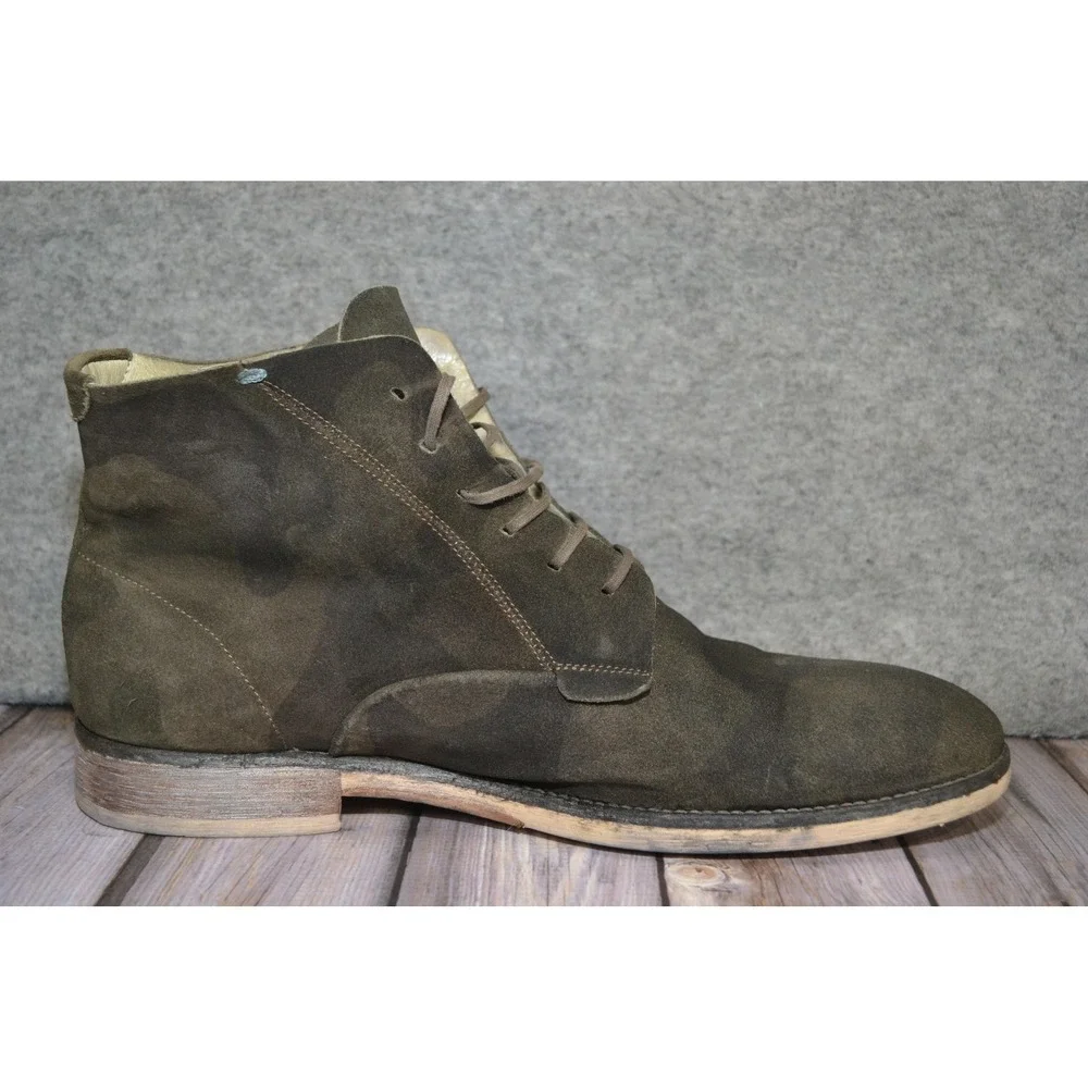 Diesel Boots Mens Size 10 Green Suede Camouflage Chukka Lace Up Ankle Made Italy